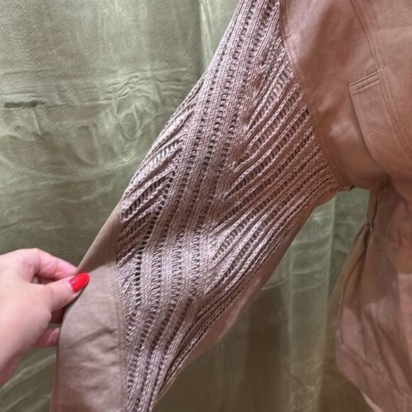 Gentry Portofino cotton/linen blend jacket with knit details, M - Picture 5 of 10